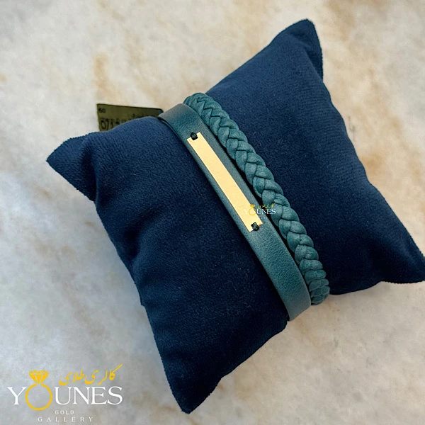 تصویر دوم دستبند چرم L222 طلا لیزری